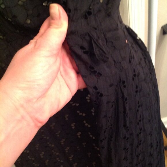 Vintage 1950’s Pinup Cay Artley Black Eyelet Dress Fit & Flare Union Made M L - Picture 9 of 14